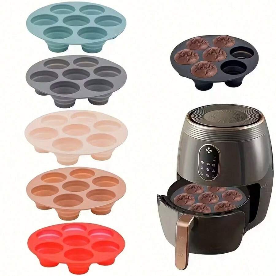 Khuôn nướng silicon đa năng, thích hợp dùng với nồi chiên không dầu - Khuôn bánh kem và bánh cupcake có thể gấp gọn, khuôn làm bánh trứng và khay - Lý tưởng cho đám cưới và Giáng sinh