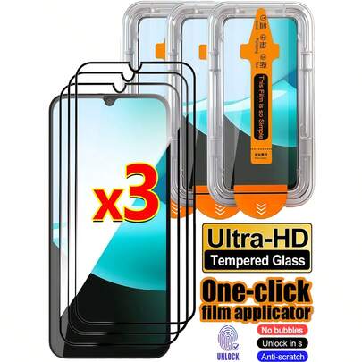 Bộ 3 miếng dán cường lực Ultra HD, lắp đặt dễ dàng chỉ với một cú nhấp chuột, tương thích với 15T 14T Poco X7 X6 X5 M6 M5 Pro Note 13 12 14 4G 5G 14C 13C, độ cứng 9H, in lụa, quy trình cường độ cao, hàm lượng nhôm cao, chống nổ, chống trầy xước, lớp phủ chống dầu mịn, tự động hấp thụ, dễ dàng lắp đặt, hỗ trợ nhận diện vân tay.
