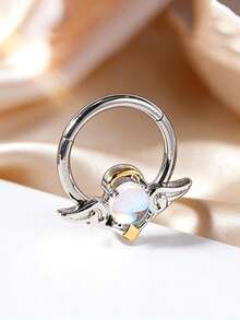 1 chiếc khuyên mũi bằng thép không gỉ thiết kế hình quỷ và thiên thần, kiểu bấm, thích hợp cho Halloween và đeo hàng ngày, unisex. - Vòng mở - Xem 5