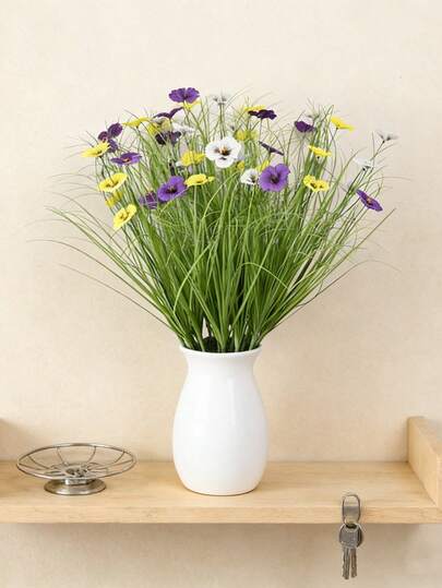 12/9/6 件装 20 英寸人造三色紫罗兰葱草，春草人造花，抗紫外线绿植，人造植物，适用于家居装饰、花园、窗台、餐厅、卧室、婚礼、生日派对、室内/室外节日装饰、摄影、春夏装饰、户外仿真绿植、春季装饰、生日礼物