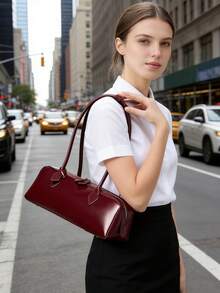 Túi xách đeo vai dáng baguette cao cấp, túi đeo vai cỡ lớn thiết kế độc đáo dành cho nữ, túi baguette dài màu đỏ thanh lịch. - Nhiều màu - Xem 5