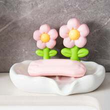 2pcs Floral Self-Draining Soap Dish - Durable, Hygienic Bathroom Accessory For Home Decor - Multicolor - View 6