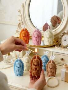 手工制作的瓜达卢佩圣母香氛蜡烛，可爱的祈祷女孩摆件，心形/玫瑰底座，多种颜色和香味，家居装饰，节日派对礼物 - 均碼 - 查看 6