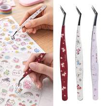 不锈钢睫毛镊子 高精度防静电睫毛镊子 卡通睫毛嫁接镊子 假睫毛专用 专业美容化妆工具 - 彩色 - 查看 4