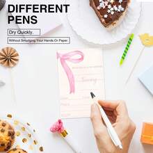 Bộ 1/3/5 Thiệp mời sinh nhật nơ hồng, Thiệp mời sinh nhật bé gái, Thiệp kèm phong bì, Thiết kế hai mặt - A - Xem 5