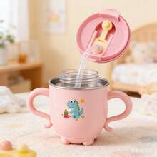 Cốc uống sữa có ống hút cho trẻ em, cốc nước cho bé dùng trong gia đình, cốc tập uống cho bé, cốc nước bằng thép không gỉ, cốc sữa. - Nhiều màu - Xem 4