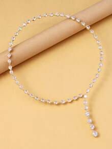 1pc Luxury Crystal Choker Necklace, Bridal Jewelry Fashion Banquet Full Diamond Teardrop Necklace, High-End Accessory, Mother's Day Gift - Gold - View 3