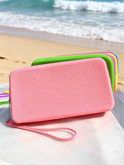 1 Bolsa de Silicone Macia e Leve para Celular com Carteira para Chaveiro | Caixa de Armazenamento Multicolorida, Ideal para Mulheres, Bolsa Compacta e Portátil para Itens Essenciais, Porta-Chaves , Acessório de Moda, Carteira Charmosa, Bolsa de Praia, Bolsa de Mão Impermeável e Resistente a Impactos, Bolsa de Cosméticos, Bolsa de Mão Multifuncional, Bolsa de Armazenamento