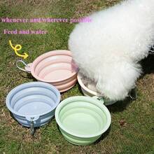 350ml/650ml/1000ml Portable Pet Travel Bowl - Foldable, Silicone, Hanging, Travel-Friendly Feeding & Drinking Solution For Cats & Dogs - Perfect For Outdoor Adventures & On-The-Go Pet Owners - Multicolor - View 1
