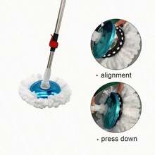 2 Pieces Rotating Ultra-Soft Microfiber Replacement Head, Compatible With Round Cyclonic Magic Mop And Round Standard Cleaning Refill, Rotating Magic Mop, Mop, Rotating Mop Replacement, Home Cleaning - Multicolor - View 9