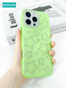 Koolife 1 件装闪亮迷你星星水钻手机壳，糖果色，PC+TPU 材质，钻石摄像头边框，半透明磨砂，防摔手机壳，适用于苹果 17/17 Pro/17 Pro Max - 綠色 - 查看 1