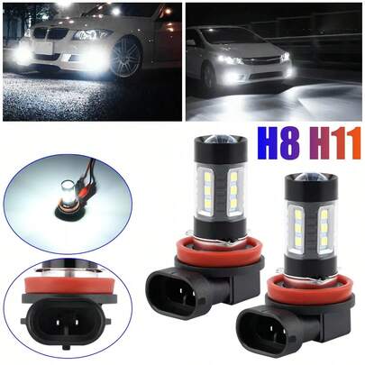 مصابيح ضباب LED 2 قطعة H11 H9، 16 SMD 80 واط 6000 كلفن ضوء أبيض، 12 فولت