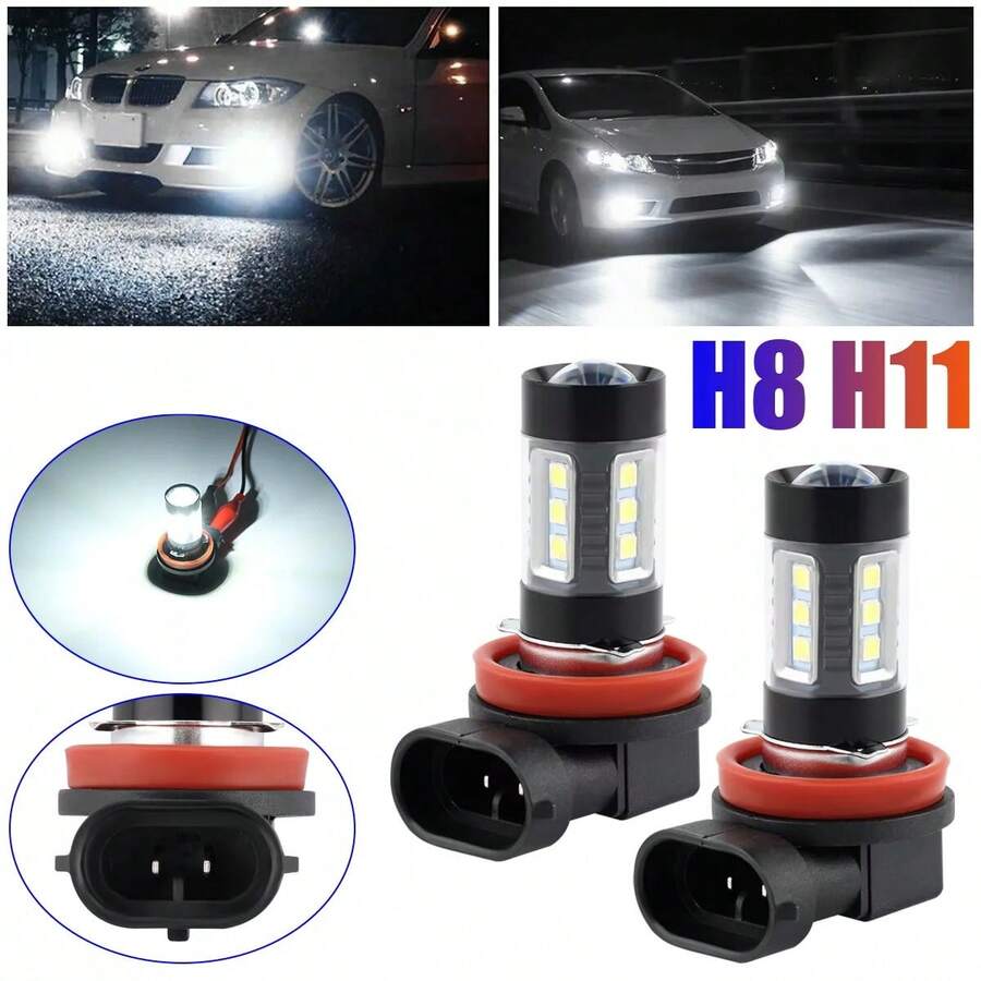 2 bóng đèn LED sương mù H11 H9, 16SMD 80W ánh sáng trắng 6000K, 12V - A - Xem 1