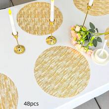 Khăn trải bàn lưới vàng sang trọng, thanh lịch, thích hợp cho tiệc sinh nhật, họp mặt gia đình, đám cưới, kỷ niệm, ngày Valentine, các dịp lễ kỷ niệm, kích thước 33*33cm (12.99*12.99 inch) - Vàng - Xem 12
