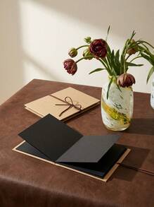 Cirelle 1本创意手风琴折叠DIY相册，空白黑色皮革剪贴簿，节日爱情告白回忆DIY相册 - 黑色 - 查看 4