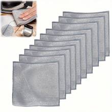 Bộ 10/20 khăn lau bằng sợi thép siêu nhỏ, khăn lau nhà bếp đa năng, miếng cọ rửa nhà bếp hai mặt có thể tái sử dụng, thích hợp để rửa chén bát, dụng cụ và đồ dùng nấu nướng mà không làm trầy xước. - bạc - Xem 10