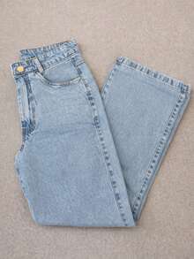 Women's Wide Leg Jeans With A Loose And Comfortable Fit - 淺色水洗藍 - 查看 4