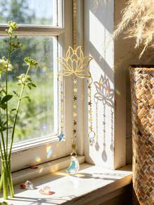 1件金色莲花月亮水晶阳光捕捉器挂饰,阳光棱镜制造器,女巫房间装饰,美学窗户装饰,波西米亚家居点缀,冥想瑜伽空间配件,星空墙饰,灵性礼物创意,破旧别致花园装饰,神秘阳光捕捉器,光线折射器,装饰吊坠,室内外装饰品,独特的乔迁礼物,星空月相艺术,梦幻房间美学,奇幻家居装饰品,闪亮阳光捕捉器艺术品 - A - 查看 2