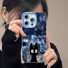 Fondo de pantalla de collage cósmico azul de Kiki, gato negro.funda de teléfono Fundas compatibles con Samsung,Apple,VIVO,OPPO,Motorola,Google,Xiaomi y Honor.Fabricadas en silicona TPU,ofrecen protección contra golpes y caídas. - Blanco - Ver 6