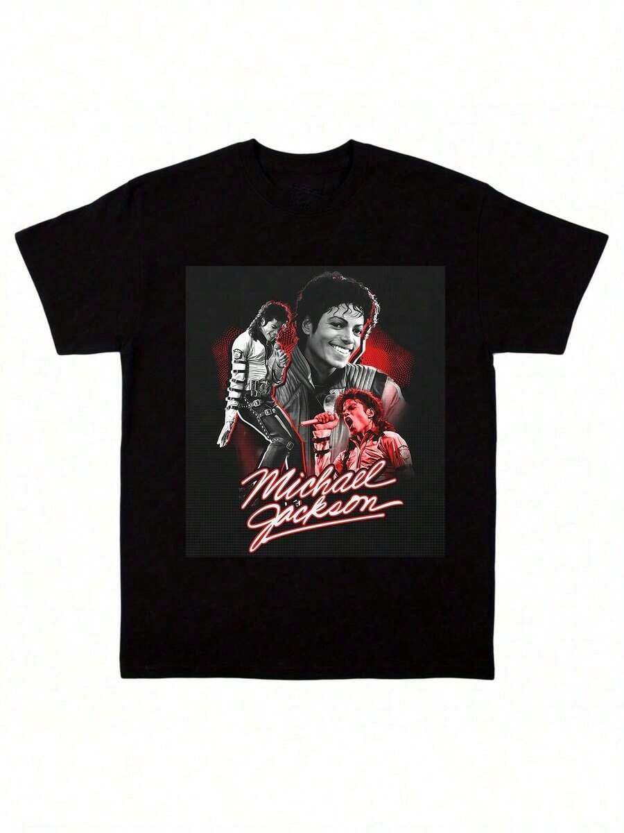 Classic Michael Jacksons King Of Pops-Shirt,Men Fashion Rock-Shirt,% Cotton-Shirt,Suitable Fans,& Holiday Men And Women Graphic Tee, Music,MICHAEL JACKSONS V4 TEE Vintage Graphic 90s Tee, Hop Streetwear Unisex Woman And Man Unisex Him Her, Y2K Style,Jackson Glove Graphic-Shirt FI6S - Black 12 - 查看 1