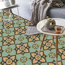 Bohemian Floral Pattern Reinforced Adhesive Thick Matte Peel And Stick PVC Floor/Wall Sticker, Vintage Distressed European Tile Decal For Kitchen, Bathroom, Laundry Room, RV - Ideal For DIY 7.9" X 7.9" - Style A - View 7