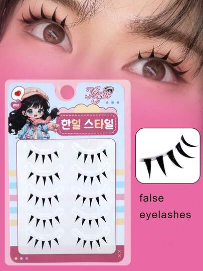 5 Cặp Mi Giả Kiểu Hàn Quốc Đầu Nhọn Hiệu Ứng Bóng Mượt, Thân Trong Suốt, Một Mảnh, Nhẹ, Dễ Uốn, Bám Dính Dễ Dẻo, Thân Mềm Dẻo, Tinh Tế, Tươi Trẻ, Ngọt Ngào, Trang Điểm Mắt Giả