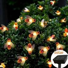 1条5米20LED/6.5米30LED/7米50LED太阳能蜜蜂造型灯串,室内/室外通用,适用于花园/阳台/庭院/派对/节日装饰,采用镍基太阳能电池技术 - 蜜蜂 - 查看 5