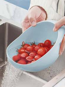 1 cái rổ lọc gạo nhà bếp, rổ lọc lưới mịn, rổ rửa rau củ quả gia dụng. - Màu xanh bụi bặm - Xem 1