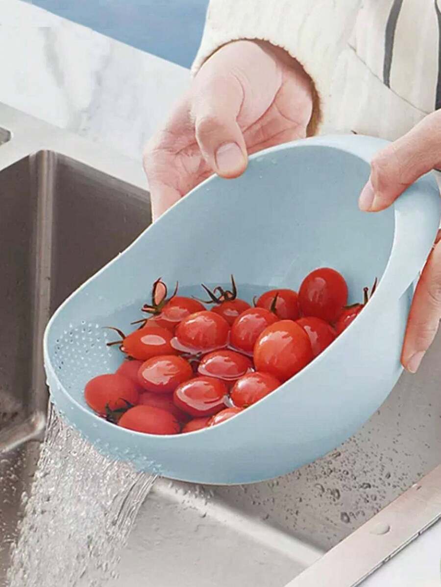 1 cái rổ lọc gạo nhà bếp, rổ lọc lưới mịn, rổ rửa rau củ quả gia dụng. - Màu xanh bụi bặm - Xem 1