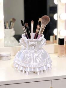 奢华高品质公主风化妆刷收纳盒，丝滑触感，桌面整理盒 - 彩色 - 查看 9