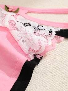 3 chiếc quần lót dây cotton phối ren dành cho nữ - Nhiều màu - Xem 4