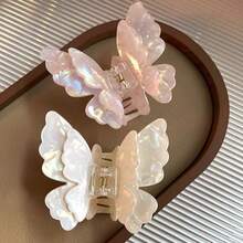 1个醋酸纤维材质的6厘米蝴蝶发爪夹，渐变鲨鱼齿设计，甜美马尾夹，适合女性和女孩日常佩戴，夏季服装发夹，沙滩配饰 - 彩色 - 查看 9