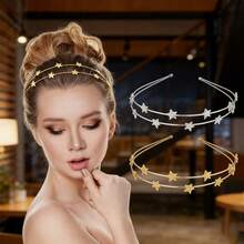 3pcs/2pcs/1pc Sweet Lady Double-Layer Star Headband, Minimalist Hair Hoop - Multicolor - View 7