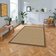 Digital Printed Non-Slip Washable Runner & Area Rug With Frame Pattern | Modern, Scandinavian, Boho & Classic Styles | 100% Polyester | MADE IN TURKEY - Brown - View 3