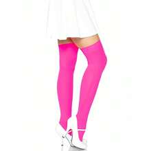 Leg Avenue Women's Solid Hue Thigh Highs - Hồng - Xem 4