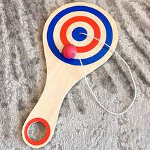 1pc Wooden Hand-Eye Coordination Elastic Tech Paddle - Bouncy Ball Paddle With Elastic Cord, Interactive Sensory Training, Toss & Catch Practice, Improve Coordination & Sports Skills, Suitable For Adults, Beach, Backyard, Sports Party - Multicolor - View 6