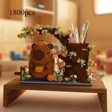 Cute Cartoon Animal Heart-Shaped Panda Micro-Diamond Building Block Bamboo Pen Container Assembly Bricks, Home Decor, Stress Relief, Suitable For Gifting, Birthday, Halloween/Thanksgiving/Christmas - Multicolor - View 14