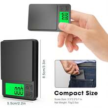 [500g 精密電子秤] 數位口袋秤，500g/0.01g 精度，LCD 背光克重稱量工具，塑膠材質，電池供電，附歸零功能，適用於珠寶、食品、盎司/克令，不含電池 - 黑色 - 查看 10