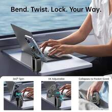 Giá đỡ điện thoại từ tính hai mặt đa năng cho iPhone 17-12 / Android, giá đỡ điện thoại gấp gọn dùng trong phòng tập thể dục với khay điều chỉnh kích thước và kẹp bàn. - A - Xem 4