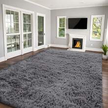 Rectangular Shaggy Rugs Living Room, Grey Large Rugs For Living Room, Soft And Fluffy Area Rugs For Bedroom, Durable And Easy To Clean Modern Home Decor, Atmosphere High End Decorative Carpet. - Dark Grey - View 5