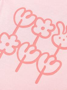 Balabala 女童两件套T恤套装，可爱柔软透气舒适，适合日常穿着，2026夏季款 - 粉紅 - 查看 5