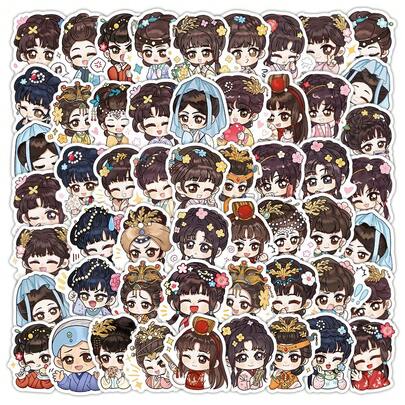 103pcs Dream Of The Red Chamber Cute Character Stickers, Suitable For Scrapbooking, Planner, Desktop Decoration