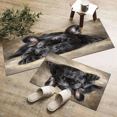 Thảm trang trí nhà bếp, nhà cửa, họa tiết chó Bulldog Pháp dễ thương, 1 chiếc, dùng để trang trí nhà bếp, thảm trang trí, thảm chùi chân thời trang, thảm đa năng, thảm trải sàn nhà bếp, bộ thảm nhà bếp, tấm bảo vệ sàn nhà bếp, thảm đứng thoải mái, thảm trải sàn phòng khách, phòng ngủ, phòng tắm, phòng giặt, văn phòng, trang trí nhà cửa trong nhà.