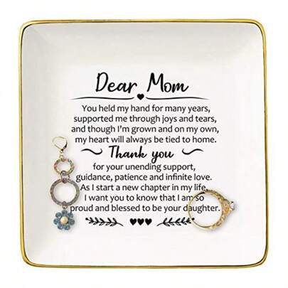 Gifts for Mother of The Bride - Dear MomYou Held My Hand for Many Years - Ceramic Jewelry Holder Ring Dish Trinket Box Tray - Thank You Gifts for Mom - Wedding Gifts for Mother - Bridal Shower Gifts