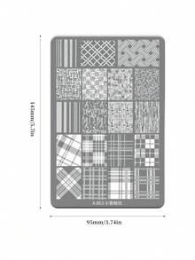 XEIJAYI 1 tấm in họa tiết móng tay, khuôn mẫu móng tay kẻ caro, tấm dập kim loại, phù hợp cho kỹ thuật viên làm móng chuyên nghiệp, dụng cụ tự thiết kế móng tay. - Bạc - Xem 6