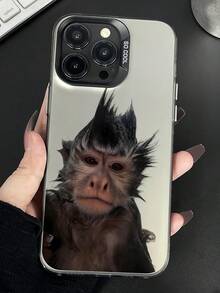 Funny Phone Case,Ugly Phone Case 1pc Monkey Pattern Phone Case, Creative Personalized Printed Shock-Resistant TPU Protective Cover Compatible With IPhone13/15/14/13/12/11/16/Galaxy/ - Grey - View 4