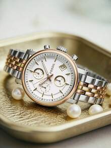 Fossil ES3840 女士时尚腕表 - 不锈钢表壳和表带，矿物玻璃，50米防水，银色表盘 - 独家发售 - 玫瑰金 - 查看 2