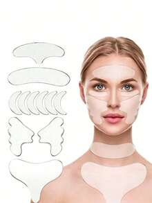 16 Pcs/Set 11 Pcs/Set 5 Pcs/Set Reusable Face And Chest Anti-Wrinkle Beauty Peel-Off Mask Patches, Enhance Skin Radiance - Clear - View 10