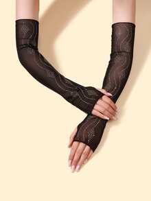 1 Pair 2026 New Arrival Fashionable Minimalist Versatile Lace See-Through Bridal Arm Sleeve, Breathable For Wedding Party,Travel,Festival - Multicolor - View 3