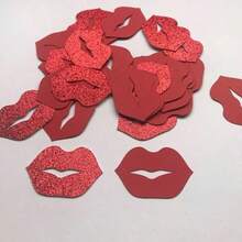 100pcs Colorful Confetti With Shiny Red Lips & Gold Sequins Decoration, Suitable For Valentine's Day Party, Birthday, Wedding, Singles Party, Banquet - View 3